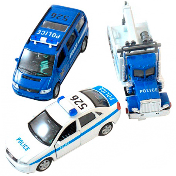 Игровой набор машинок - Полиция, 3 предмета  
